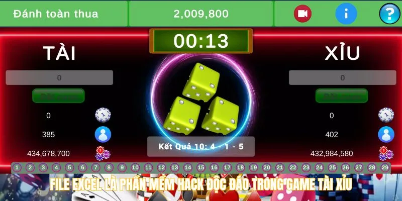 File Excel là phần mềm hack độc đáo trong game Tài Xỉu